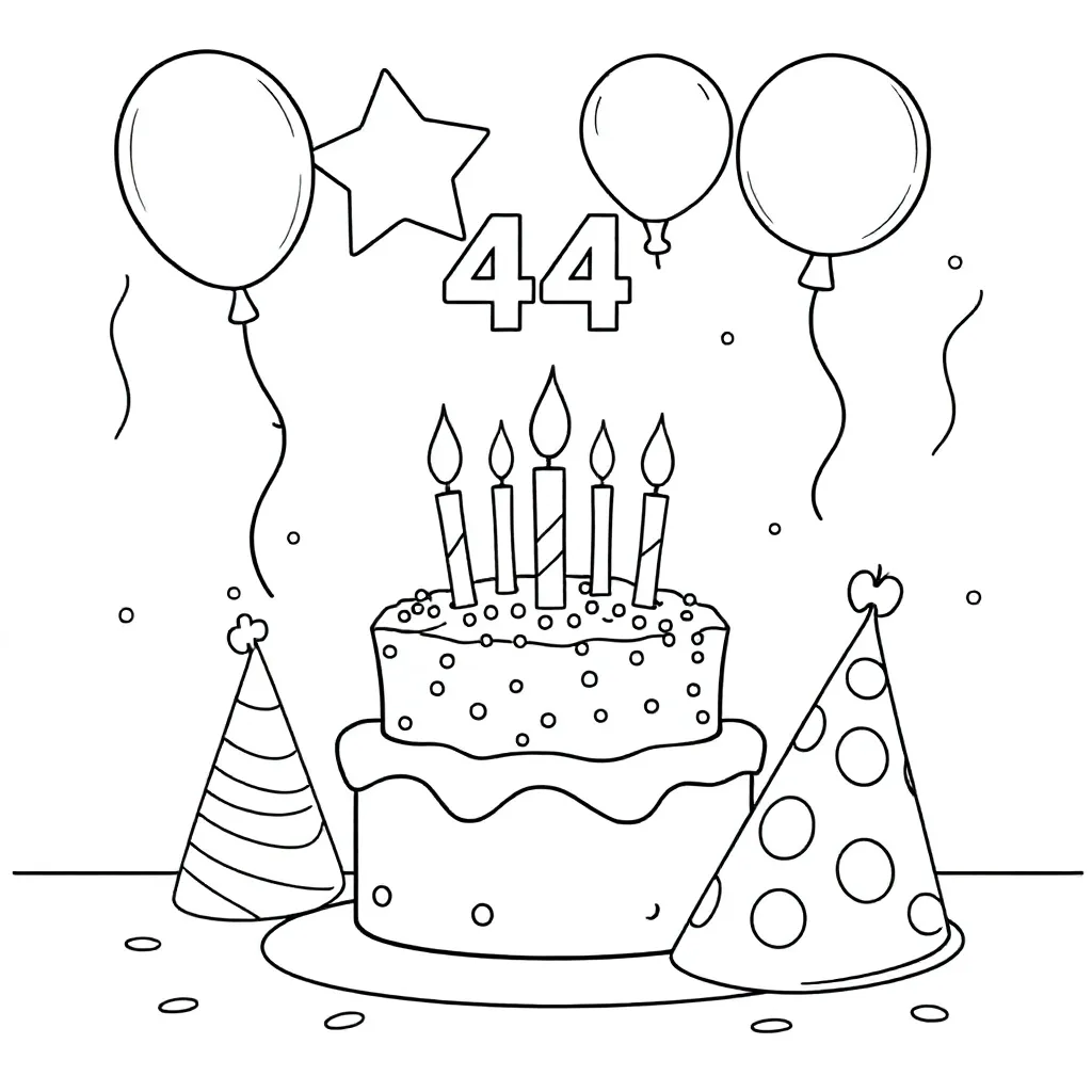 Verjaardag 44 jaar kleurplaat