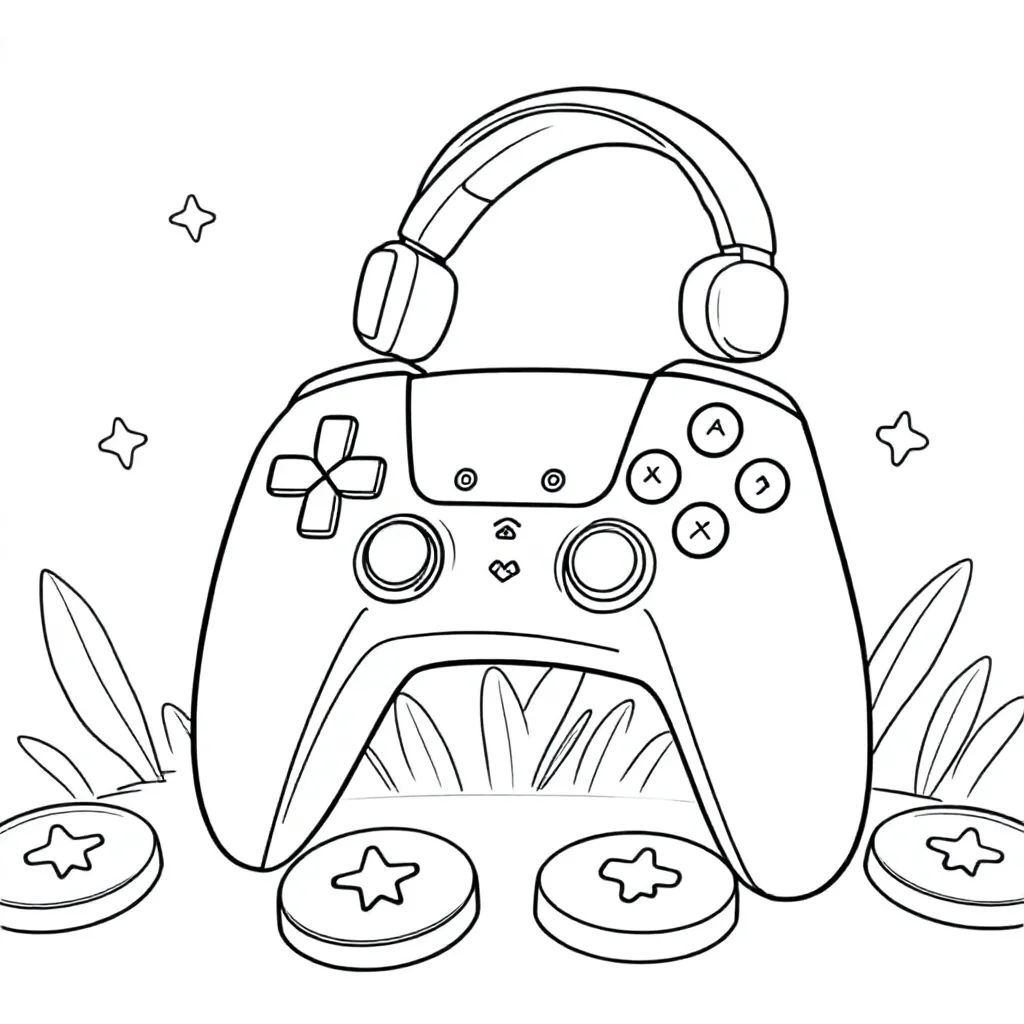 Playstation 5 controller kleurplaat voor kinderen