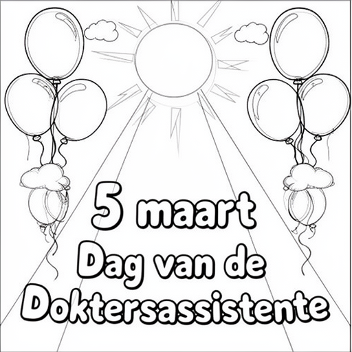 ballonnen, zonnetje, spotlight kleurplaat voor kinderen