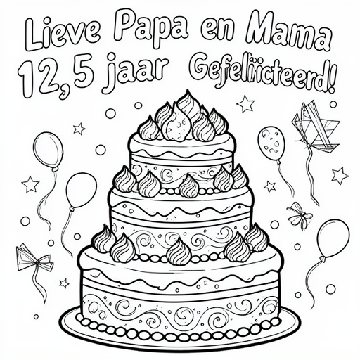 mooie taart kleurplaat voor kinderen