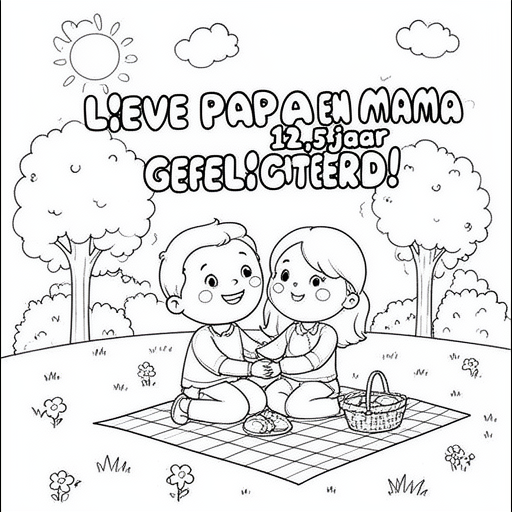 Papa en Mama verliefd kleurplaat voor kinderen