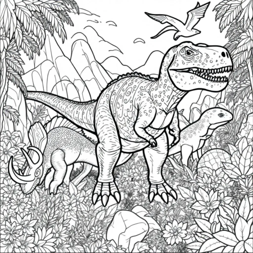 Dinosaurs kleurplaat voor kinderen