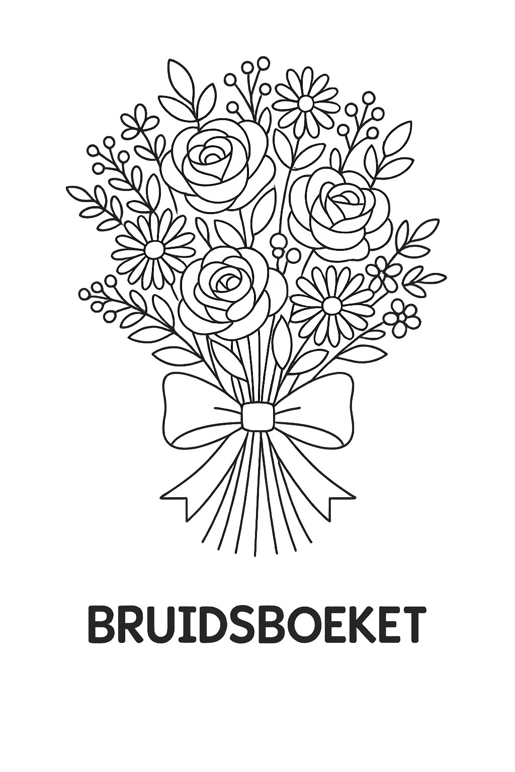 Kleurplaat van bruidsboeket, variant 2
