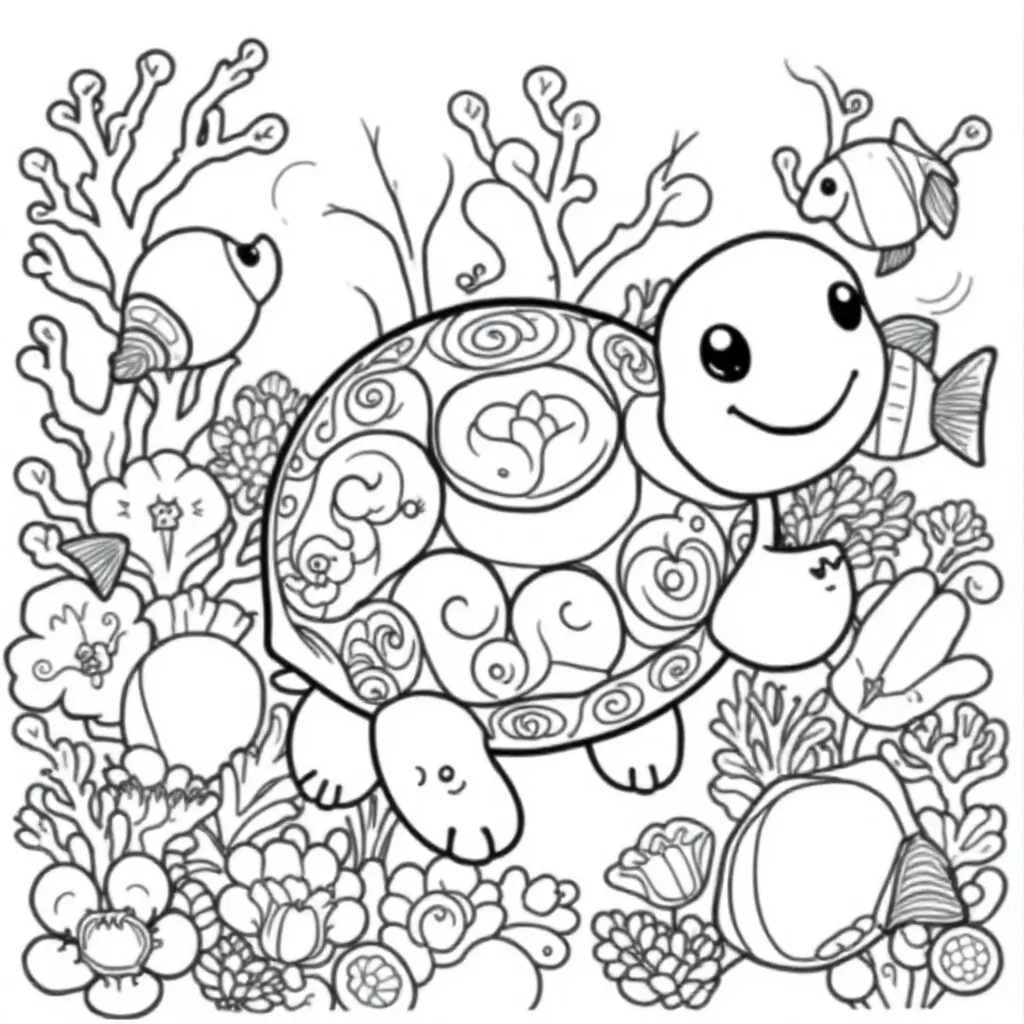 kawai schildpad kleurplaat