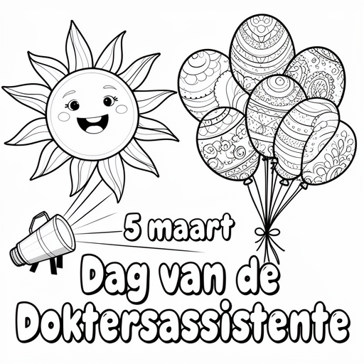 ballonnen, zonnetje, spotlight kleurplaat voor kinderen