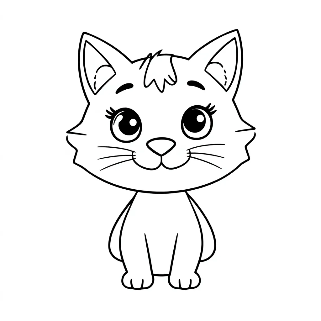 een katten hooft met een mensen lijf kleurplaat voor kinderen