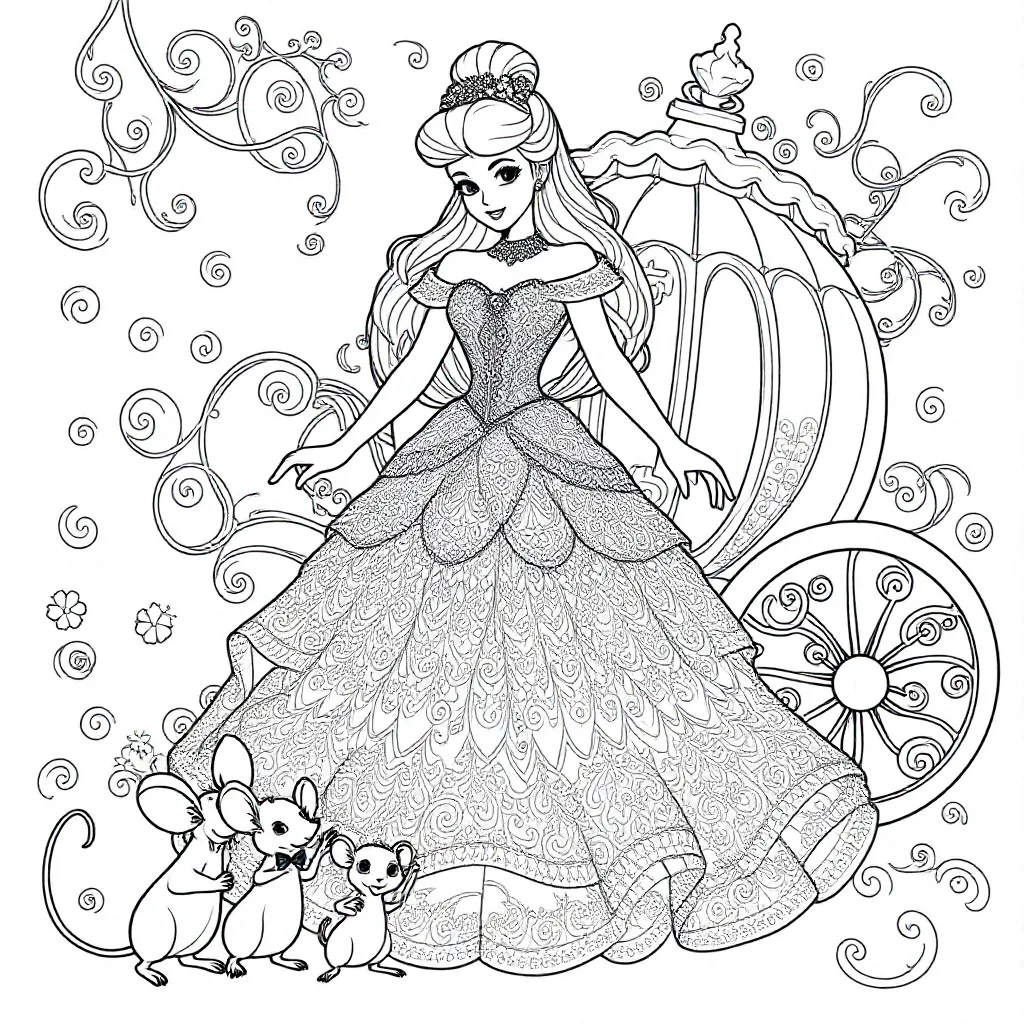 cinderella kleurplaat voor kinderen