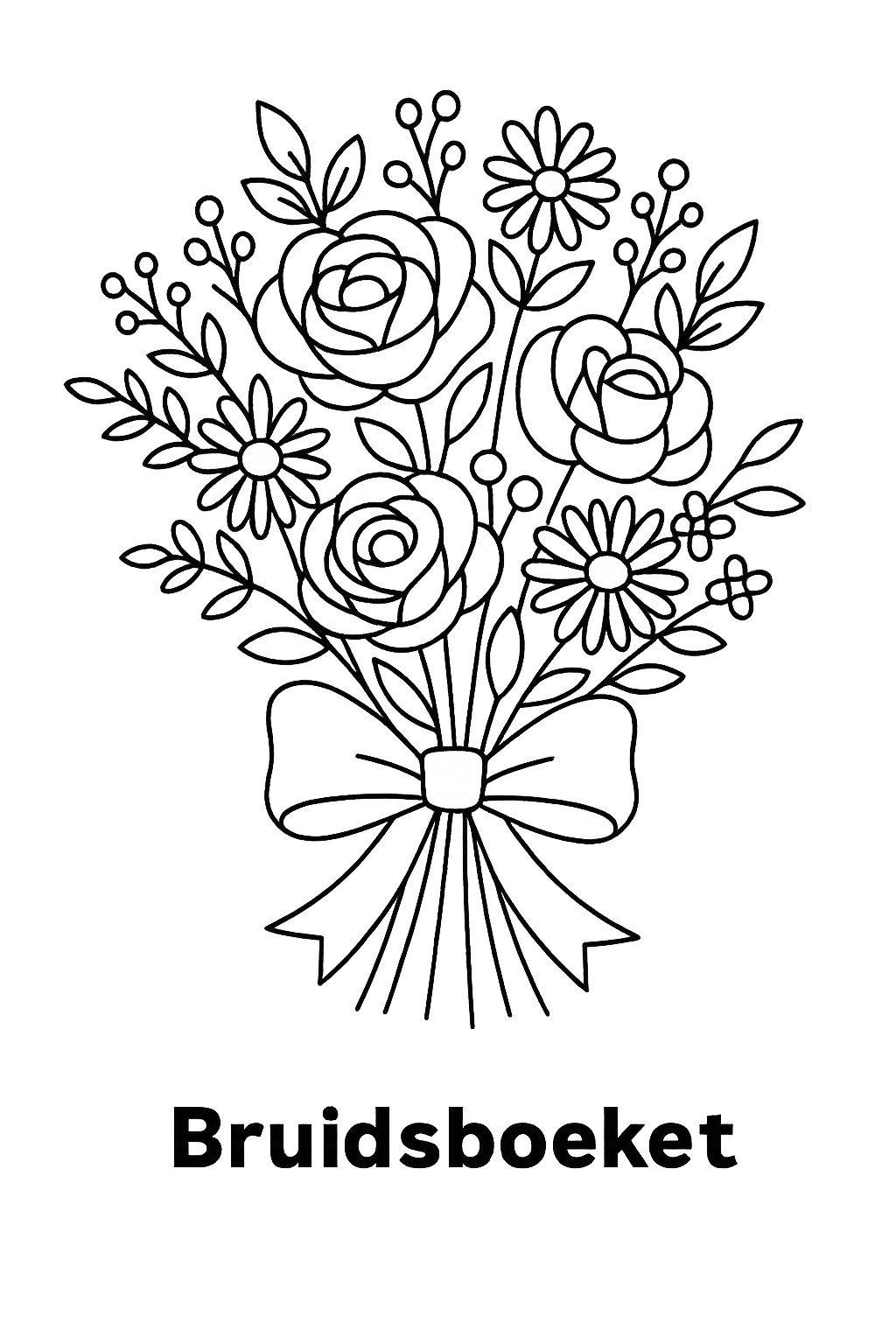 Kleurplaat van bruidsboeket, variant 3