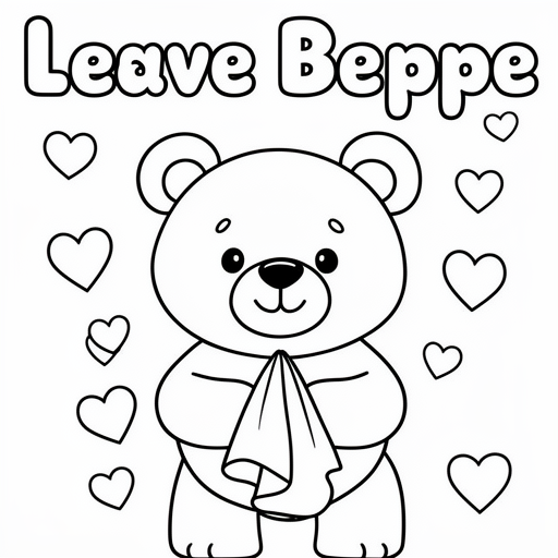 Hartjes en beer met zakdoek kleurplaat voor kinderen