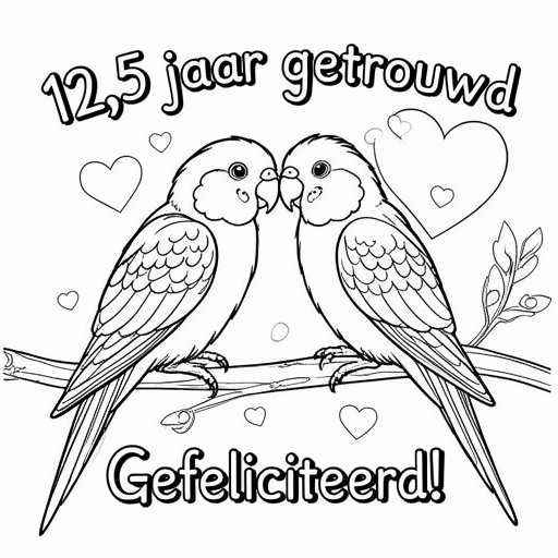 2 verliefde duifjes kleurplaat voor kinderen