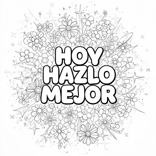 una explosión de flores, brillos y estrellas kleurplaat voor kinderen