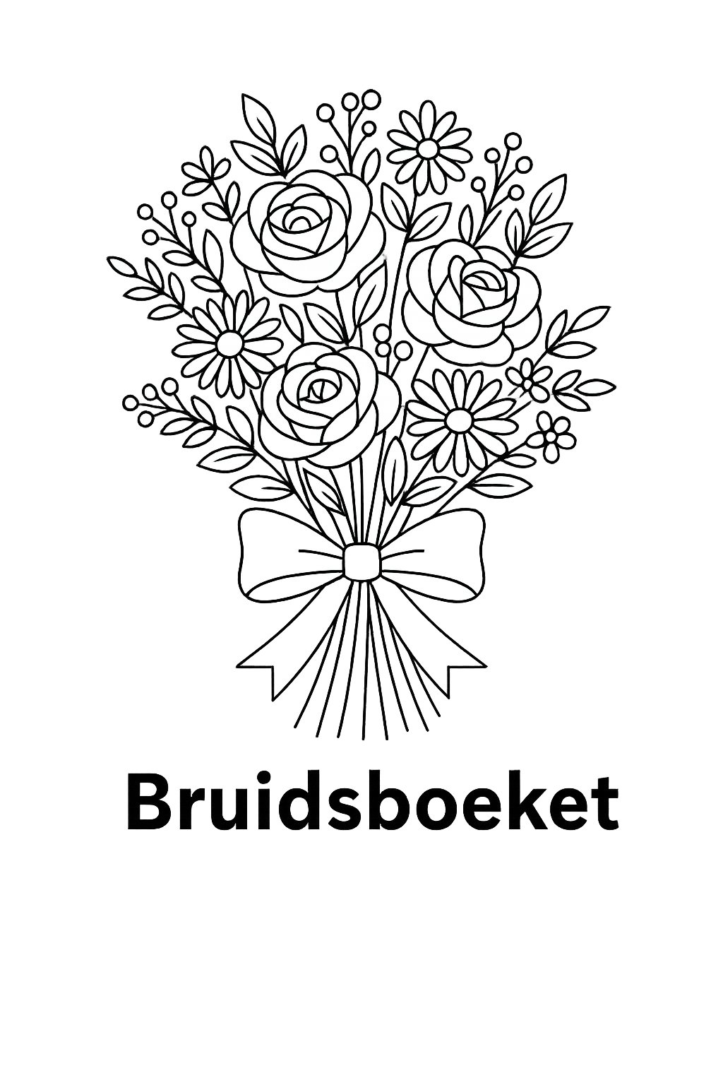 Kleurplaat van bruidsboeket, variant 1