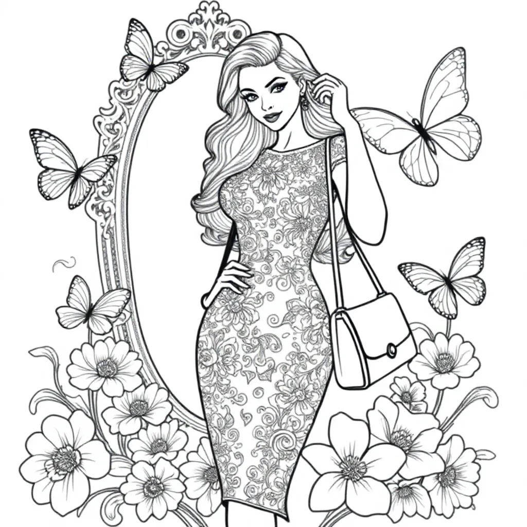 Sexy woman kleurplaat voor kinderen