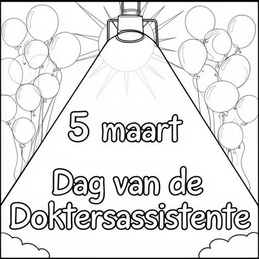 ballonnen, zonnetje, spotlight kleurplaat voor kinderen