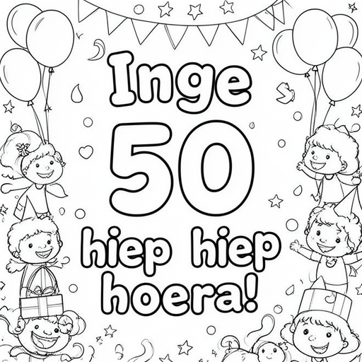 Feest voor iemand van 50 kleurplaat voor kinderen