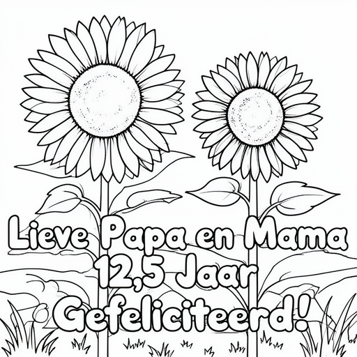 2 zonnebloemen kleurplaat voor kinderen
