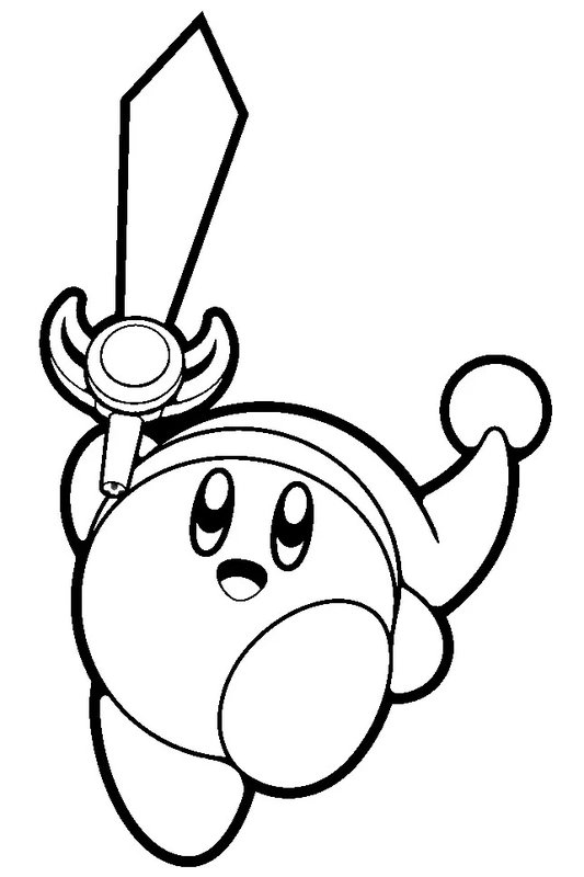 Kirby Coloring Page with Sword