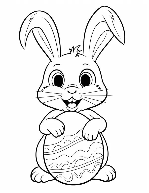 Easter Bunny Coloring Page Holding Egg