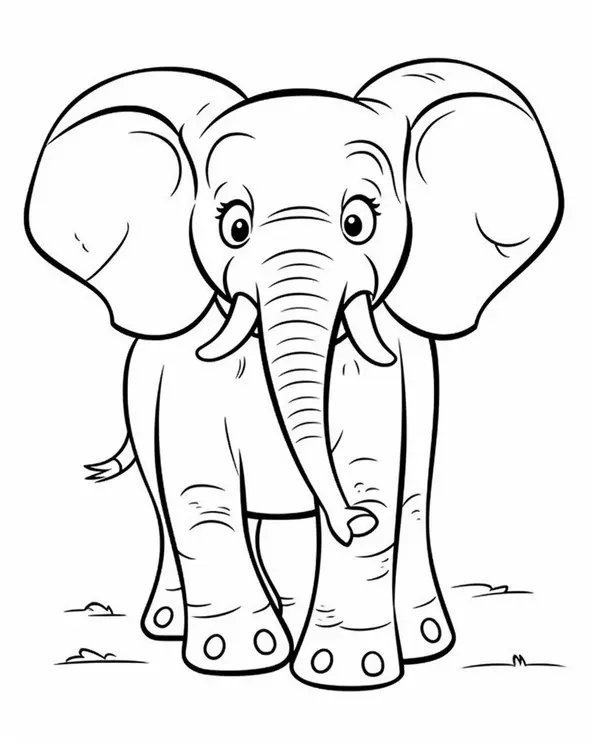 Coloring Page Elephant Looks Scared