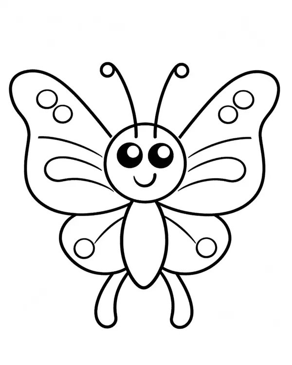 Coloring Page Simple Butterfly with Circles