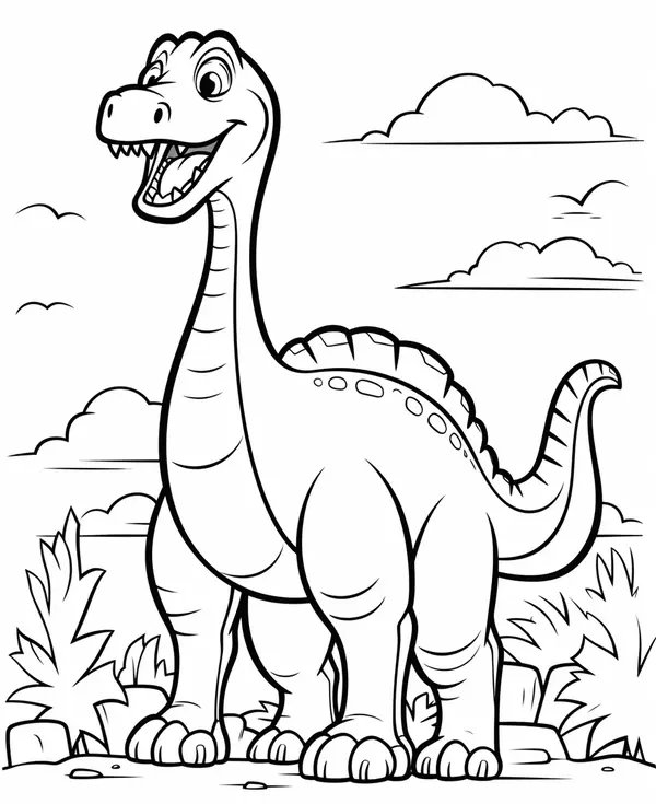 Gelukkige Brachiosaurus coloring page for children