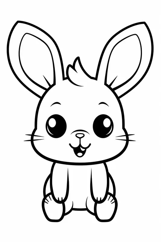 Cute Little Bunny with Big Eyes Coloring Page