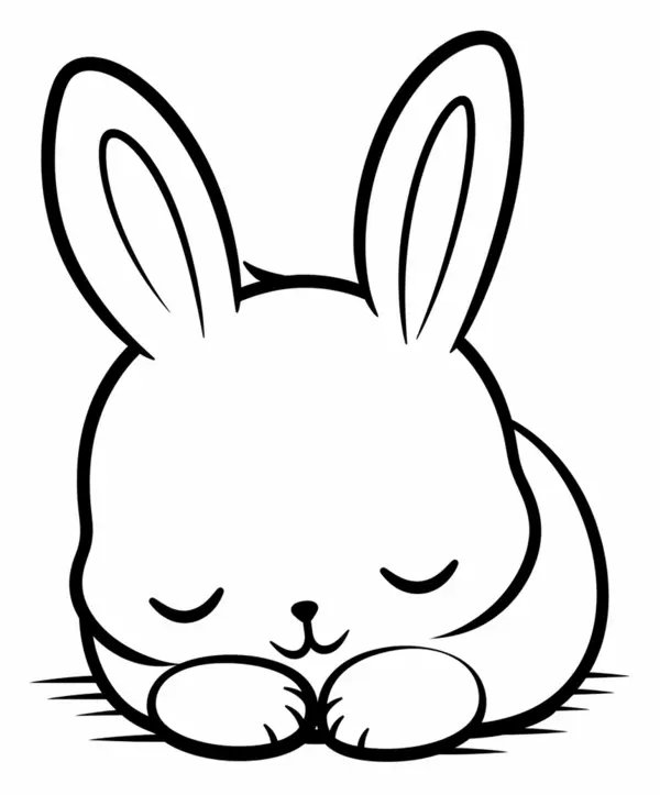 Cute Bunny Sleeping Coloring Page