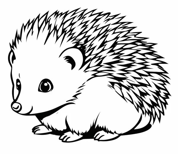 Coloring Page Realistic Hedgehog