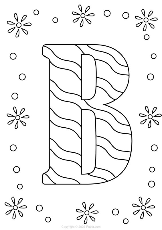 Coloring Page Letter B with Wave Pattern