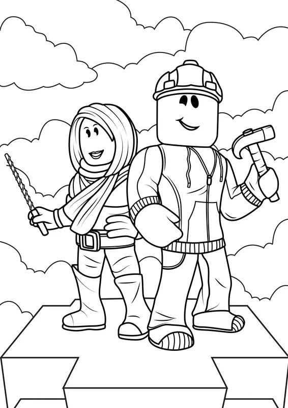 Roblox Coloring Page Two Characters