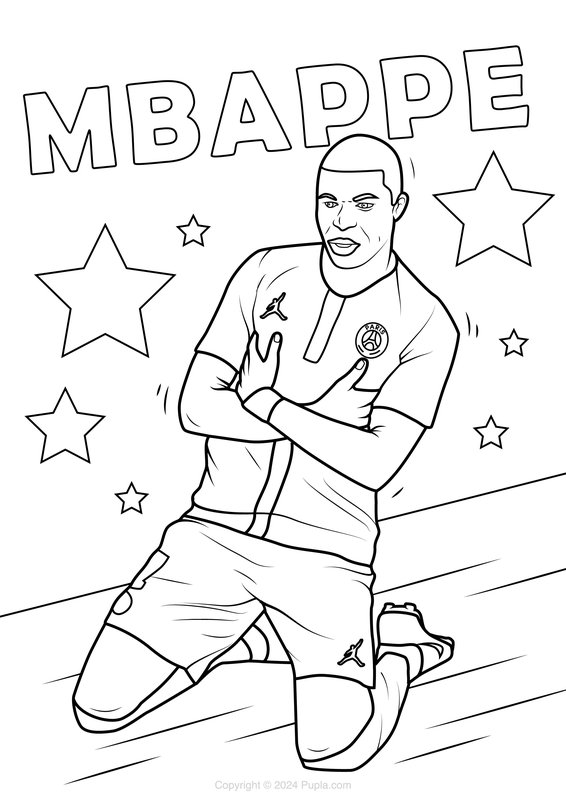 Coloring Page Mbappe Knee Slide Celebration