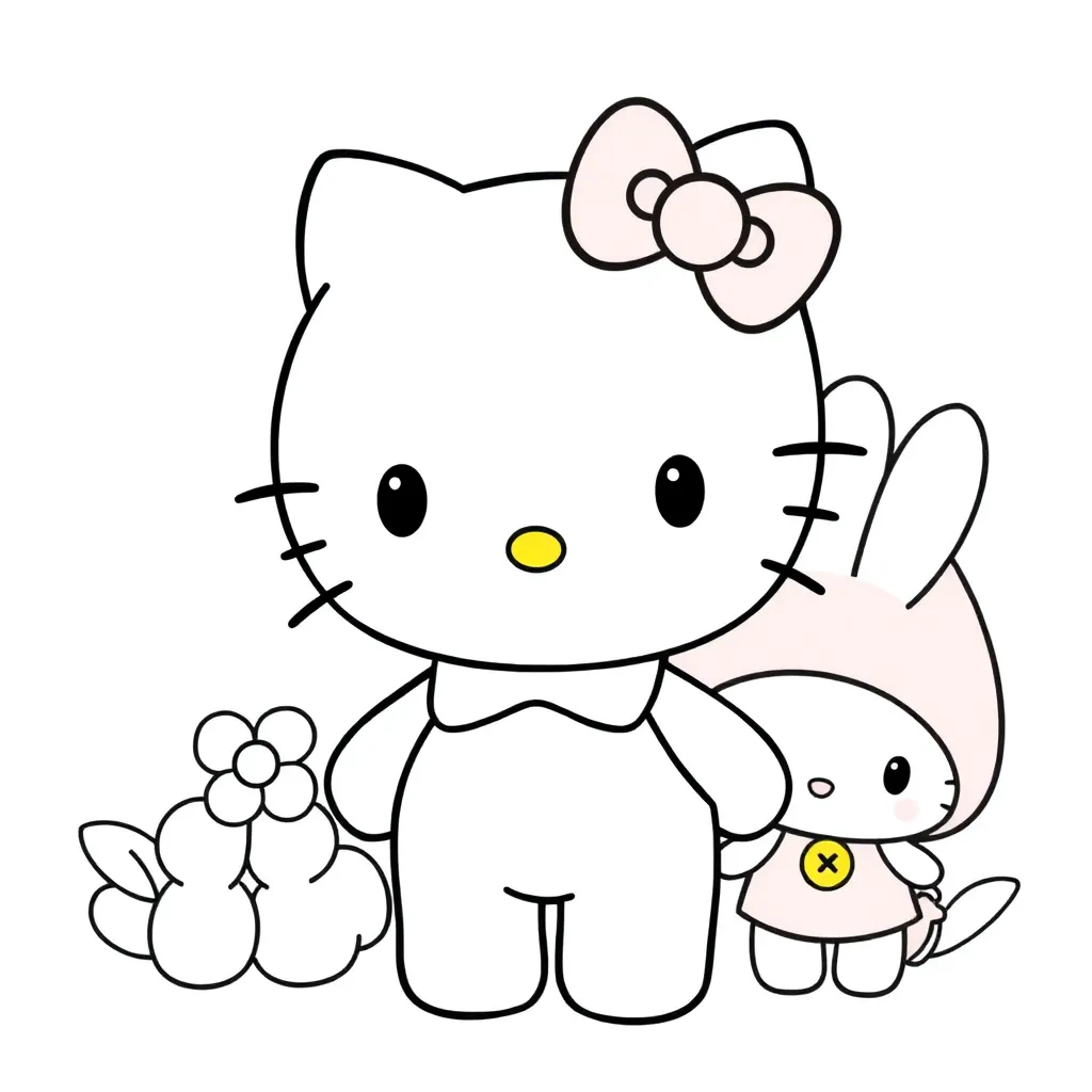 Sanrio black and white coloring pages for kids