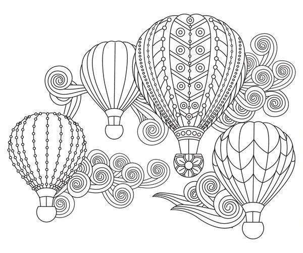 Adult Coloring Page: Hot Air Balloons