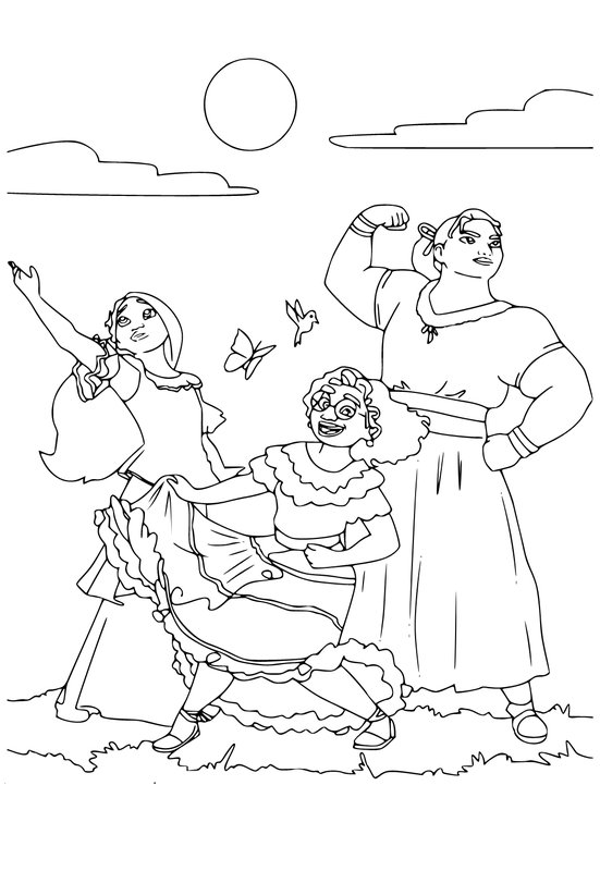 Coloring Page Encanto Isabela Mirabel and Luisa