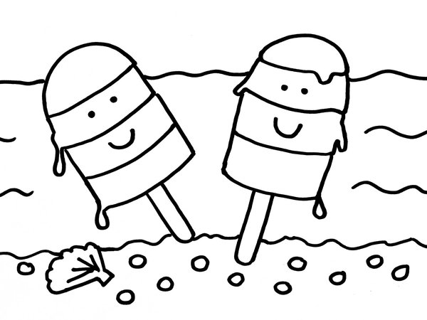 Coloring Page Helados En La Playa