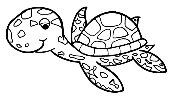Plantilla de colorear Tortuga nadadora (Dibujo animado)