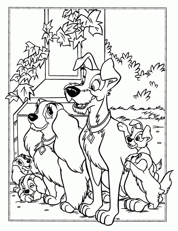 Coloring Page Perros La Dama Y El Vagabundo