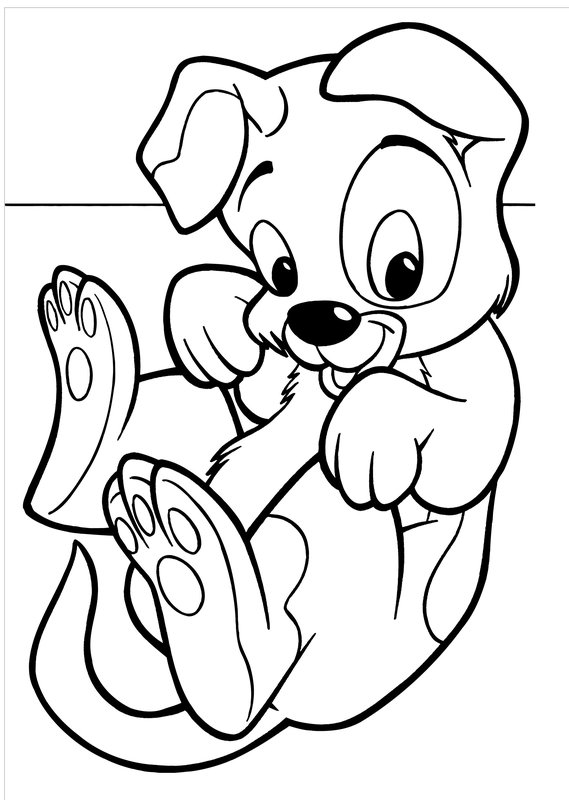 Coloring Page Cachorro Tumbado De Espaldas