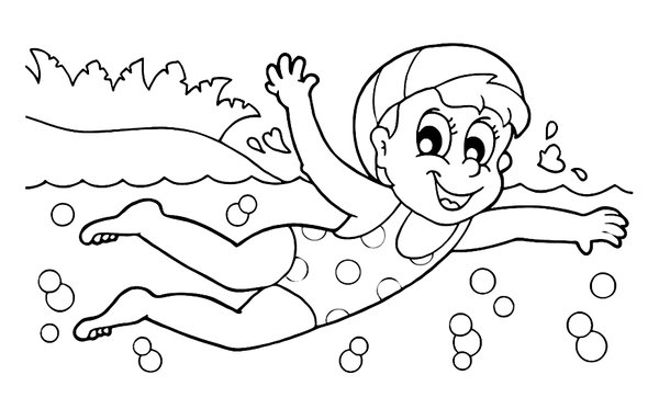 Coloring Page Verano Chica Natacion