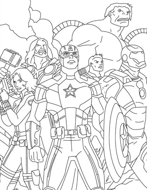 Coloring Page Avengers Team