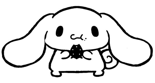 Coloring page Cinnamoroll eating a strawberry