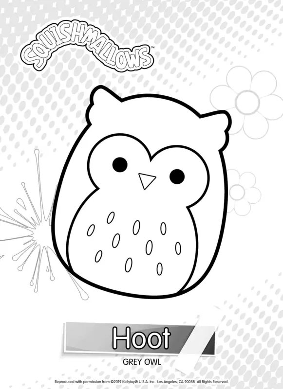 Coloring Page Squishmallows Hoot the Grey Owl