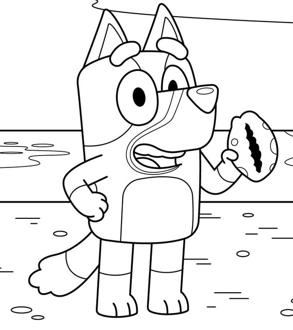 Coloring Page Bluey Found a Shell