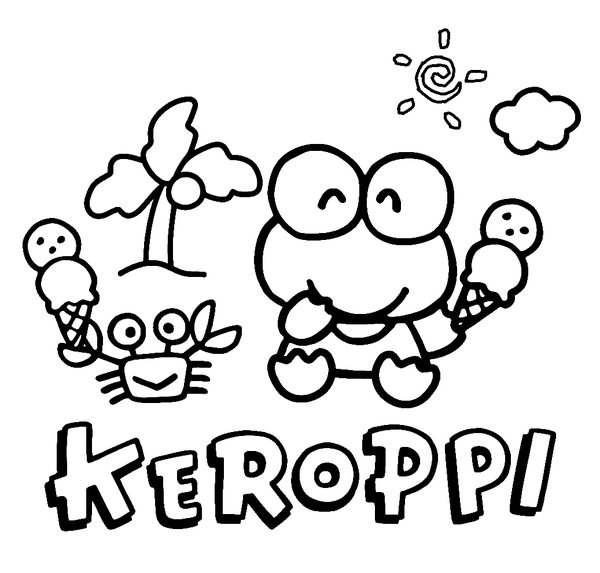 Keroppi Ice Cream Coloring Page