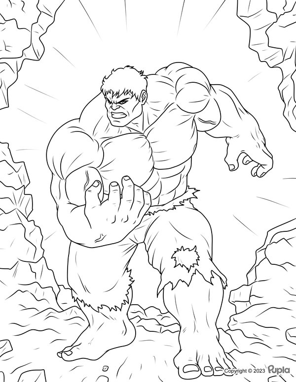 Coloring Page Hulk Crossed a Wall