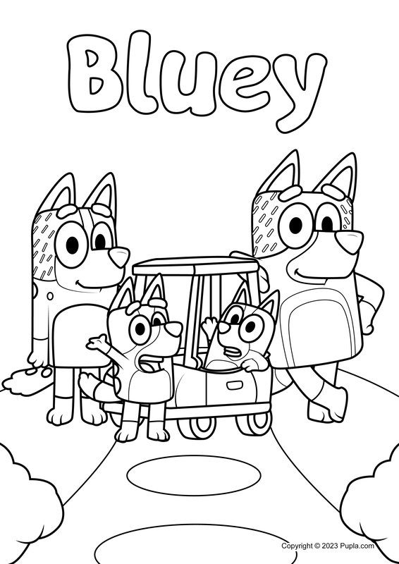 Coloring Page Photo of the Bluey Family