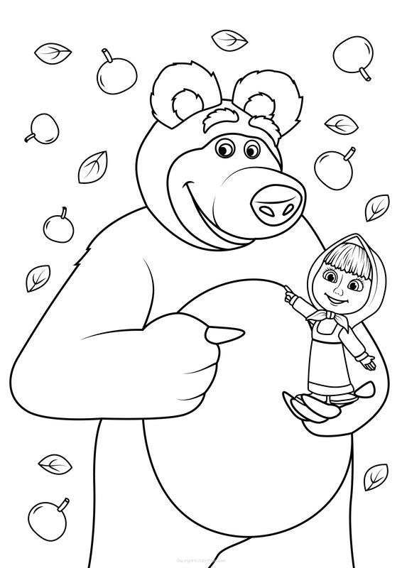 Coloring page of Oso holding Masha