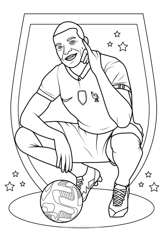 Coloring page Mbappe posing