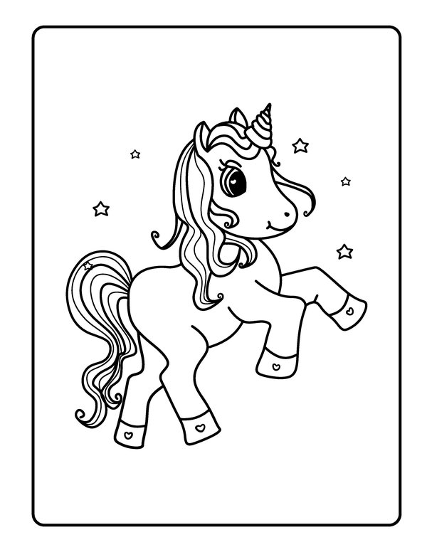 Coloring Page Unicorn Happy