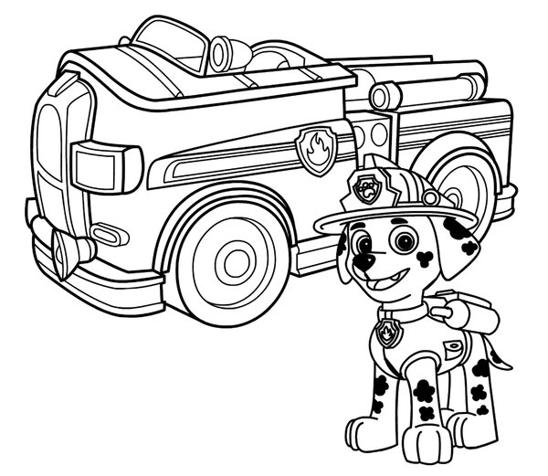 Coloring Page Paw Patrol Marshall Firetruck